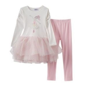 Blueberi Blvd Baby Girl Ballerina Tutu Dress Legging Set Outfit 3-6 6-9 Mo Pink